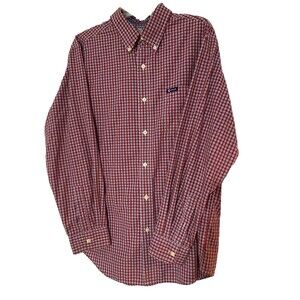 Chaps Plaid Shirt Large Button Down Long Sleeve Easy Care Red Blue